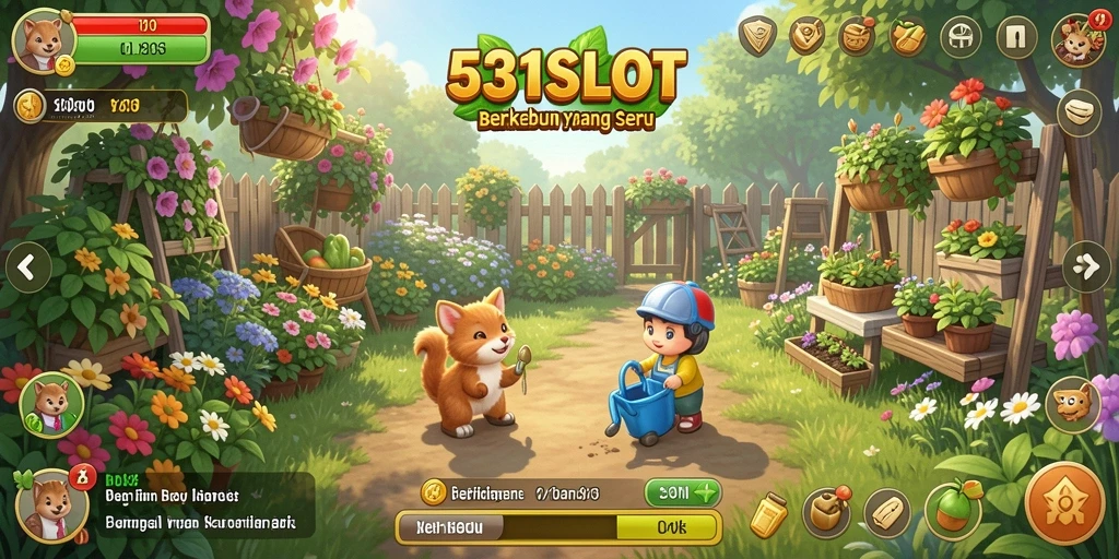 Tampilan gameplay seru di 531SLOT dengan suasana berkebun yang asri.