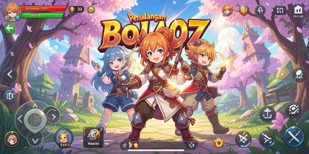 Tampilan gameplay menarik dari BOLA07 dengan karakter anime yang keren.