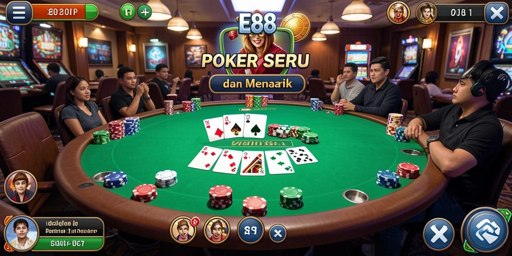 Screenshot E88 menampilkan gameplay poker yang menarik dan interaktif.