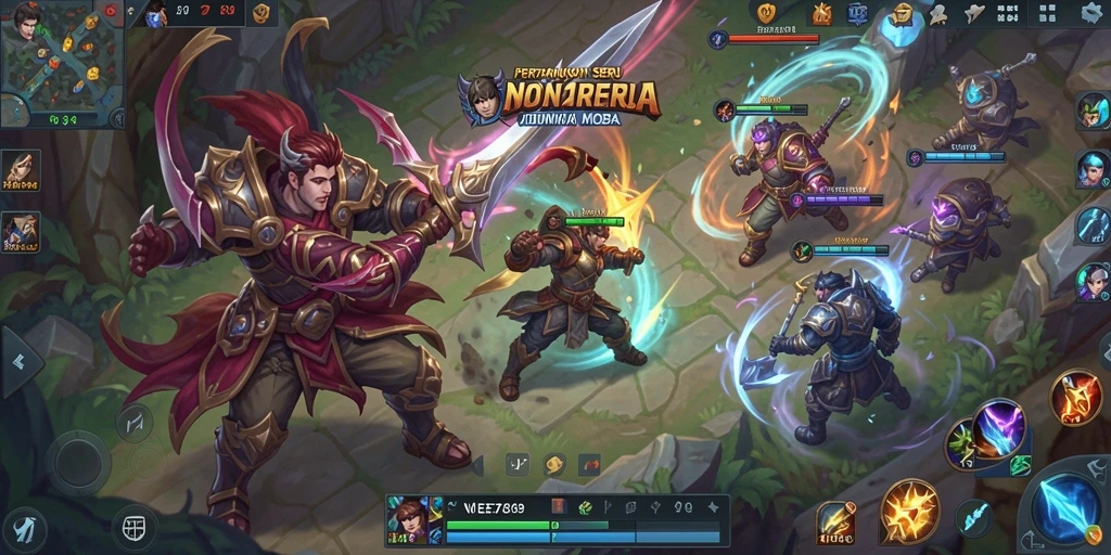 Tampilan pertarungan epik dalam game MOBA EE789.