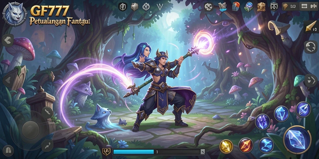 Screenshot utama GF777 menampilkan aksi seru dalam dunia petualangan.