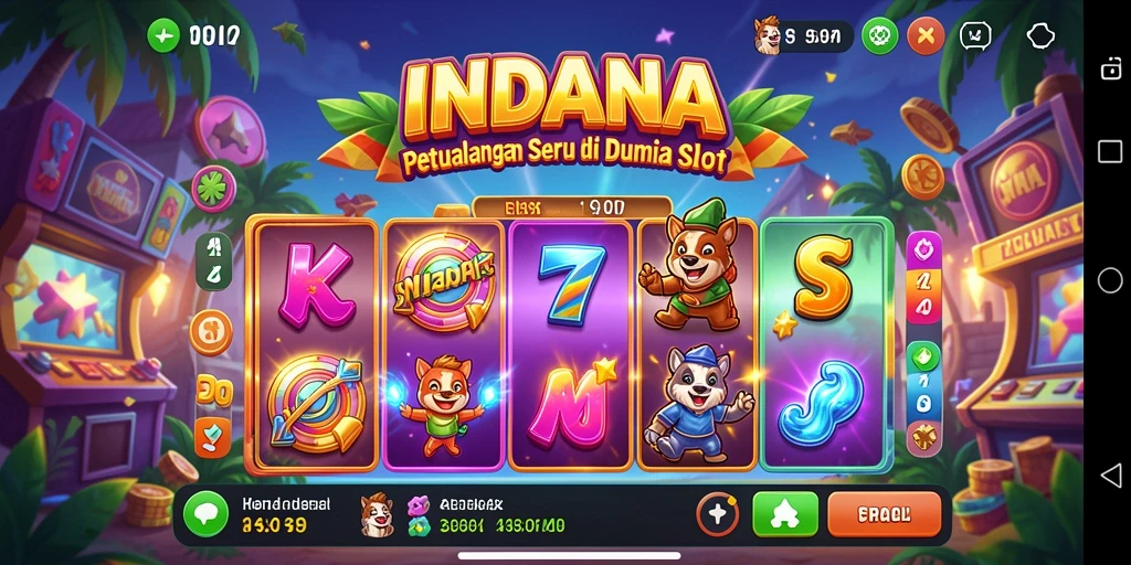 Tangkapan layar gameplay INDAAA menampilkan gulungan Slot yang dinamis dan grafik yang menakjubkan.