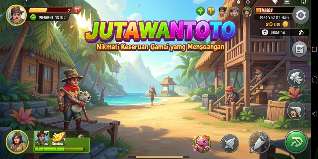 Screenshot gameplay JUTAWANTOTO yang ceria dan penuh tantangan.