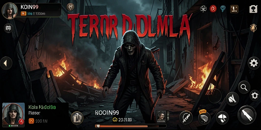 Tangkapan layar yang menampilkan suasana mencekam dari gameplay KOIN99.