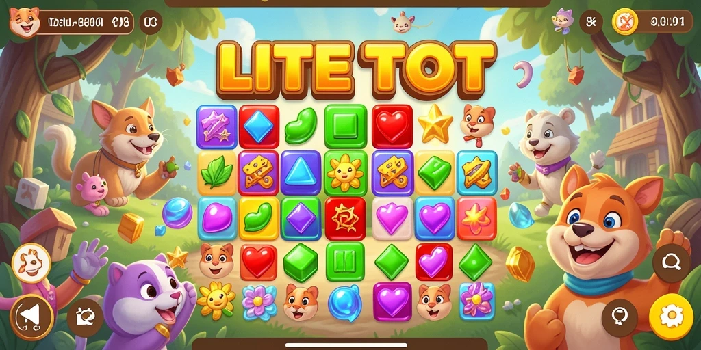 Tampilan menarik dari gameplay LITETOTO saat mencocokkan elemen match-3.