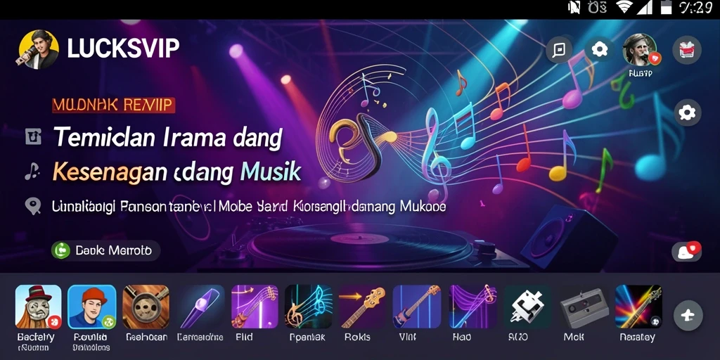 Tampilan gameplay LUCKSVIP yang menampilkan berbagai genre musik.