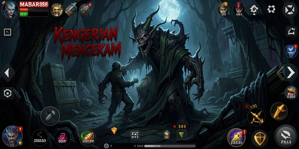 Tampilan gameplay menakutkan MABAR88 yang mencekam.