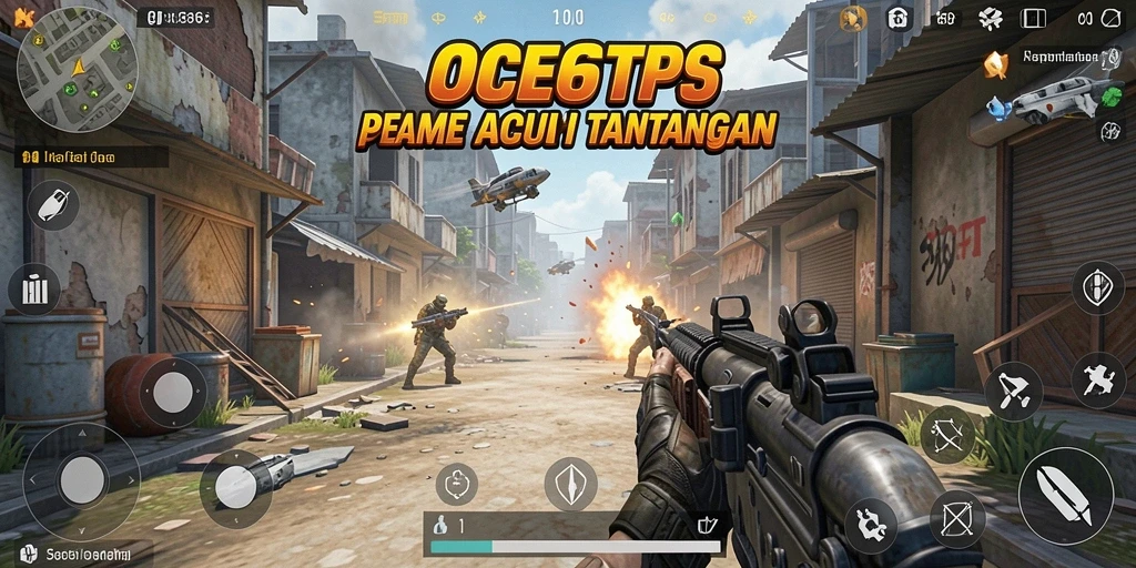 Screenshot menampilkan aksi intens dalam gameplay OCE69 TPS.