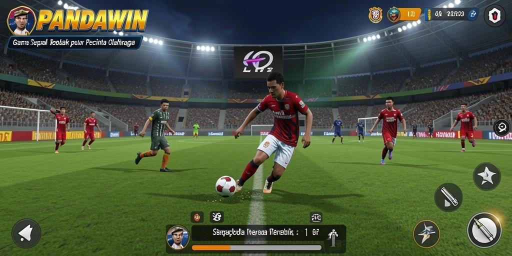 Tampilan gameplay menarik dari game Sepak Bola PANDAWIN.