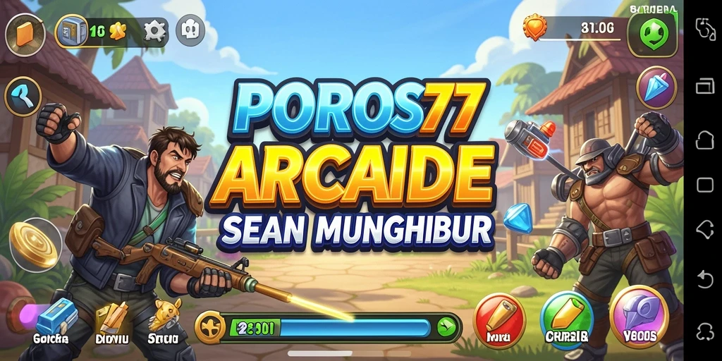 Tampilan gameplay seru dari POROS77 dengan desain warna-warni.