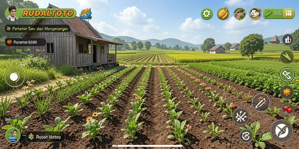 Tampilan menarik dari gameplay RUDALTOTO yang menampilkan aktivitas bertani.