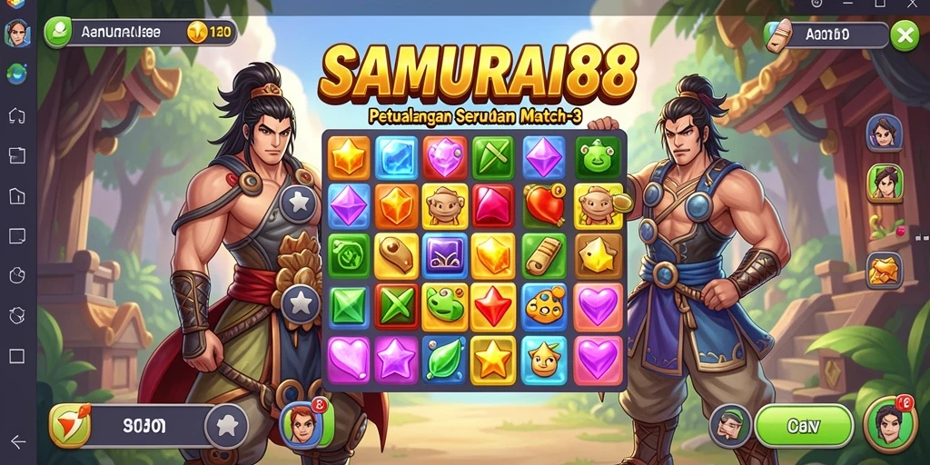 Tampilan menarik gameplay Match-3 dalam SAMURAI88.