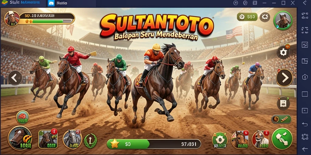 Screenshot gameplay SULTANTOTO menampilkan aksi balapan yang mendebarkan.