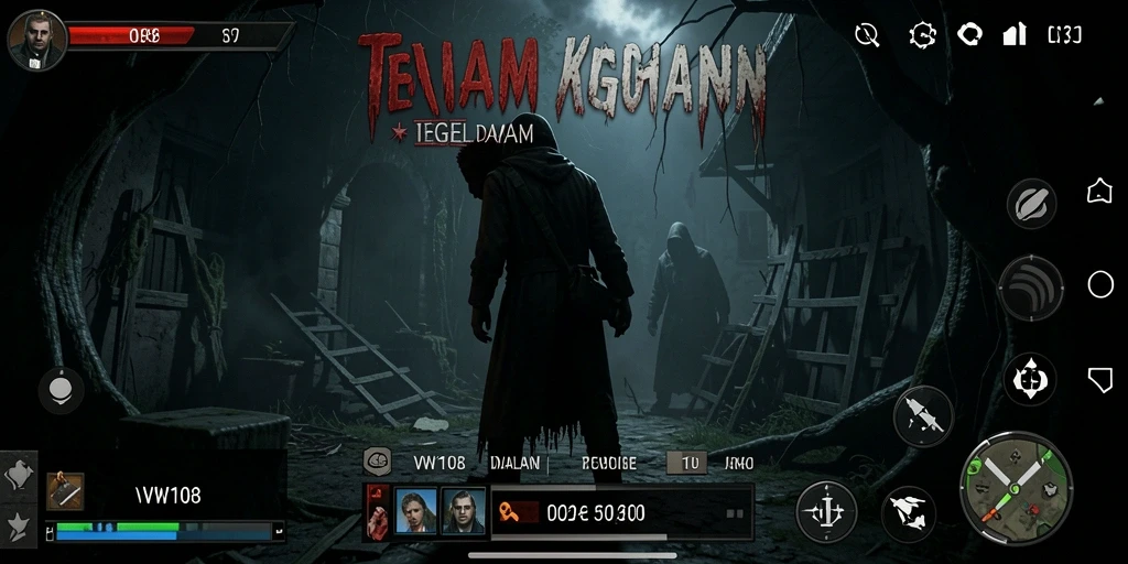 Screenshot gameplay VW108 yang menunjukkan adegan menakutkan dan atmosfer Horror.